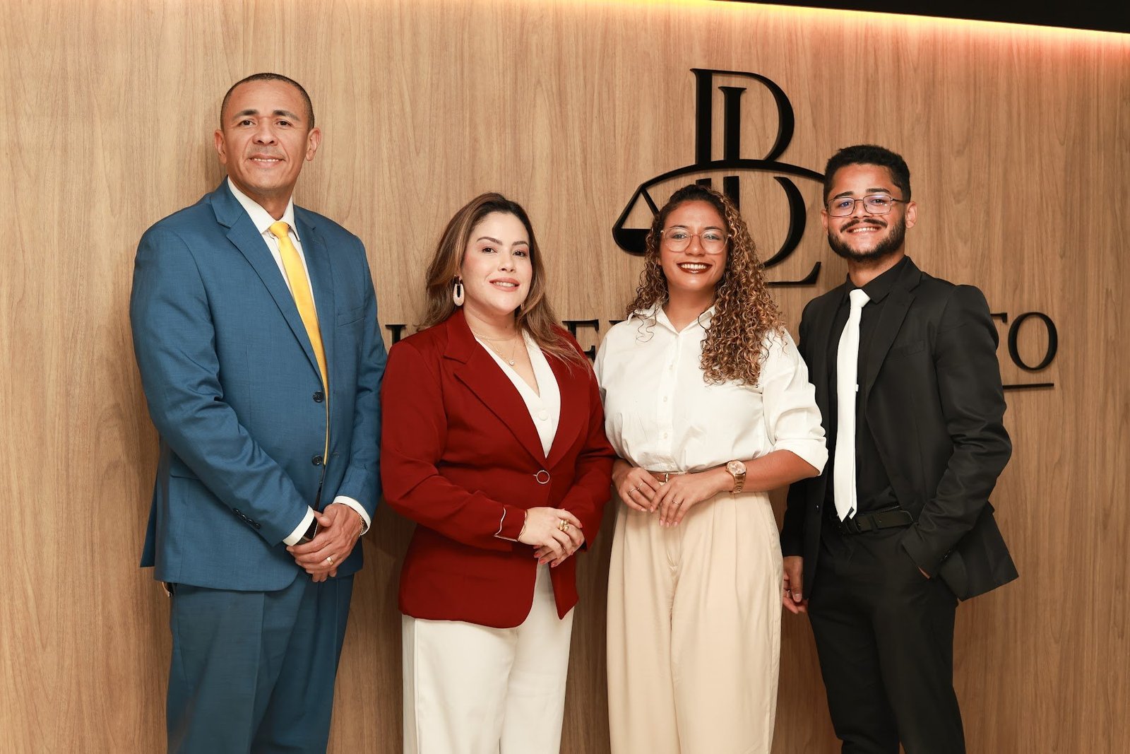 Equipe do Lacerda & Brito Advogados: Dr. Ortembeck Lacerda, Dra. Naiane Brito, Dra. Emilly Kerthely e Dr. Jonatas Silva